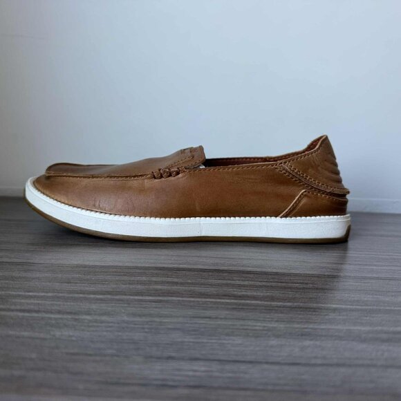 OluKai Kakaha Nia Men’s Leather Slip On Loafers Shoes $130 in Fox main image 11